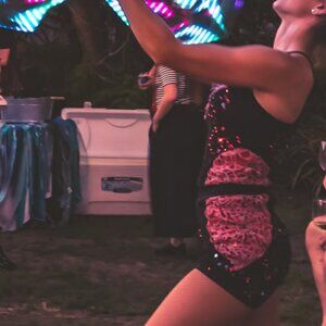 Red & Black Lace Biketard